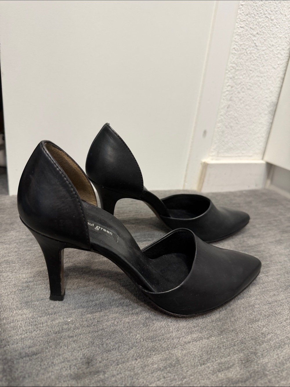 Paul Green Black D'Orsay Pointed-Toe Heels